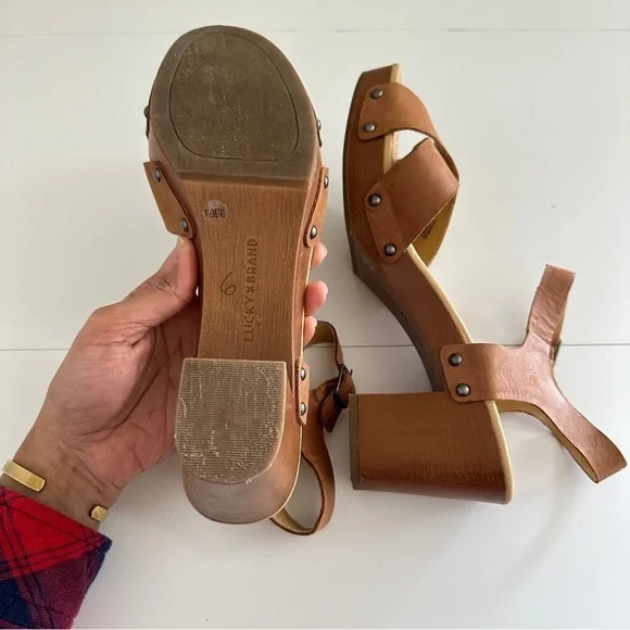 Lucky Brand Women's Haidlee Strappy Block Heel Sandals Latte Tan Color sz 9.5M - Picture 15 of 16